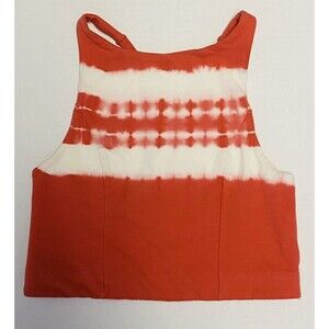 Aerie Coral White Tie Dye Activewear Crop Top Size Small Chill. Play. Move.